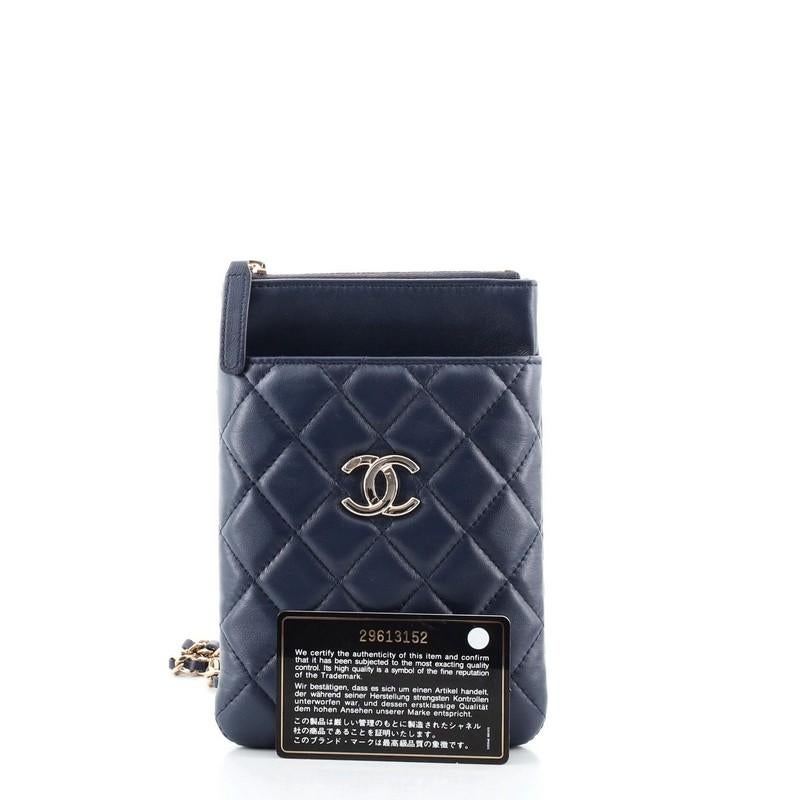 Chanel Chain Phone Holder with Purse Quilted Lambskin In Good Condition In NY, NY