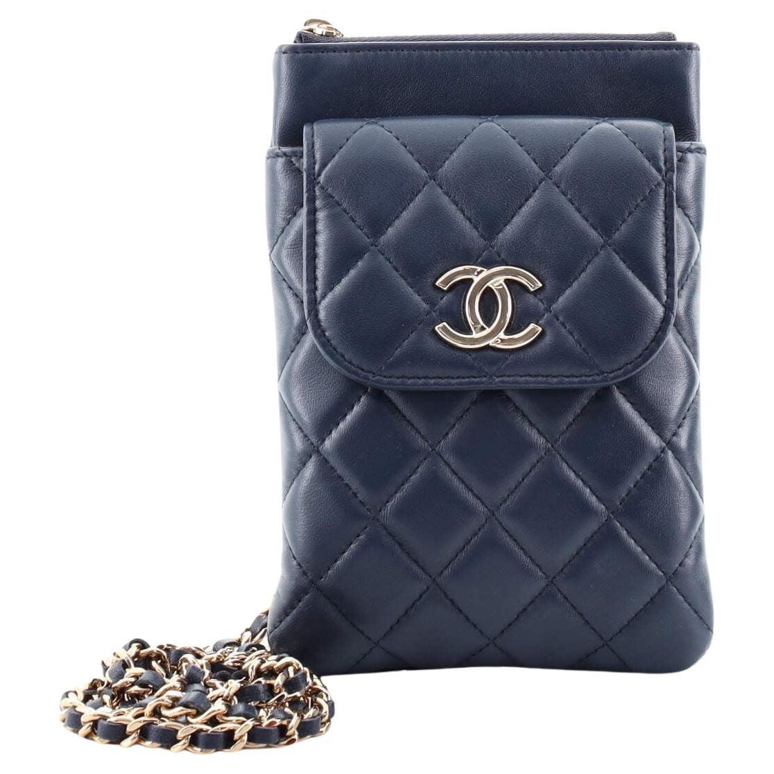 Chanel Chain Phone Holder with Purse Quilted Lambskin For Sale at 1stDibs