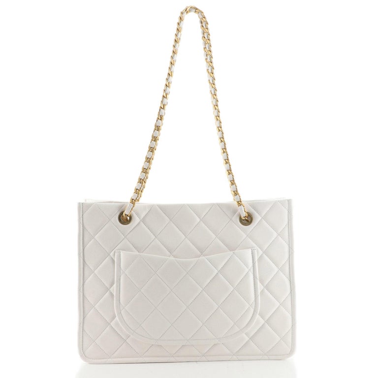 Chanel Chain Shopping Tote Quilted Caviar Large at 1stDibs