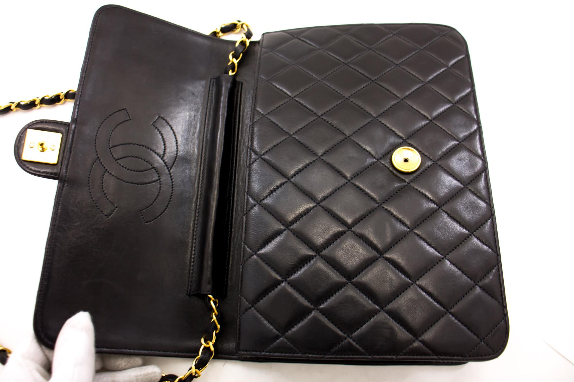CHANEL Chain Shoulder Bag Black Clutch Flap Quilted Lambskin 5