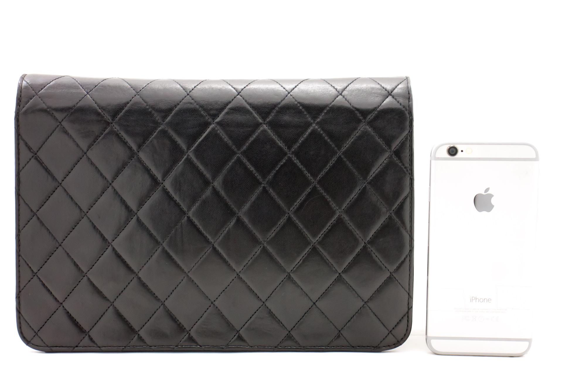 CHANEL Chain Shoulder Bag Black Clutch Flap Quilted Lambskin In Good Condition In Takamatsu-shi, JP