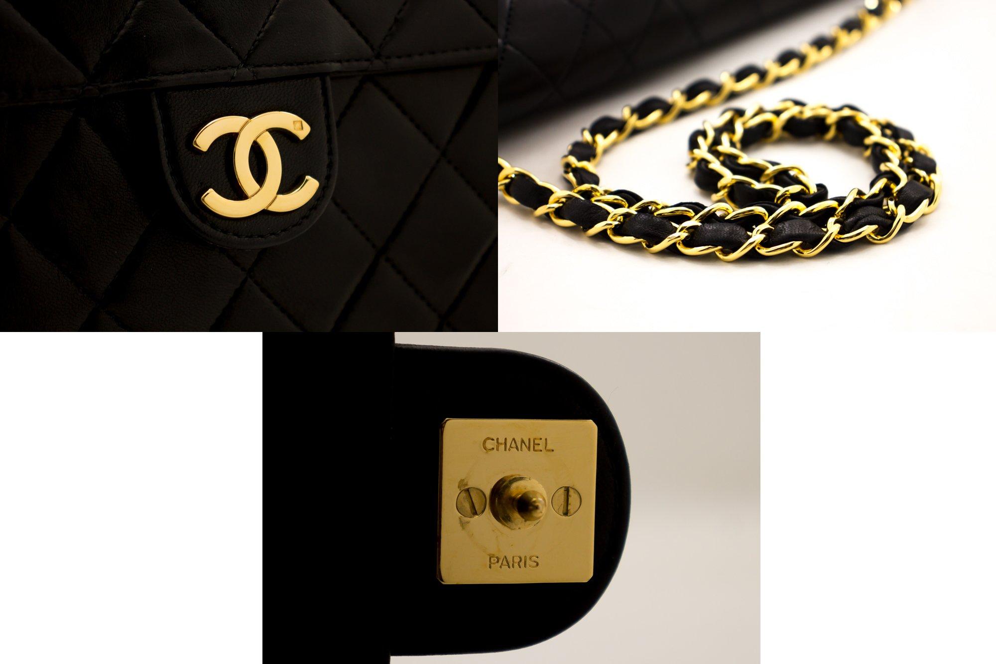 CHANEL Chain Shoulder Bag Black Clutch Flap Quilted Lambskin 3