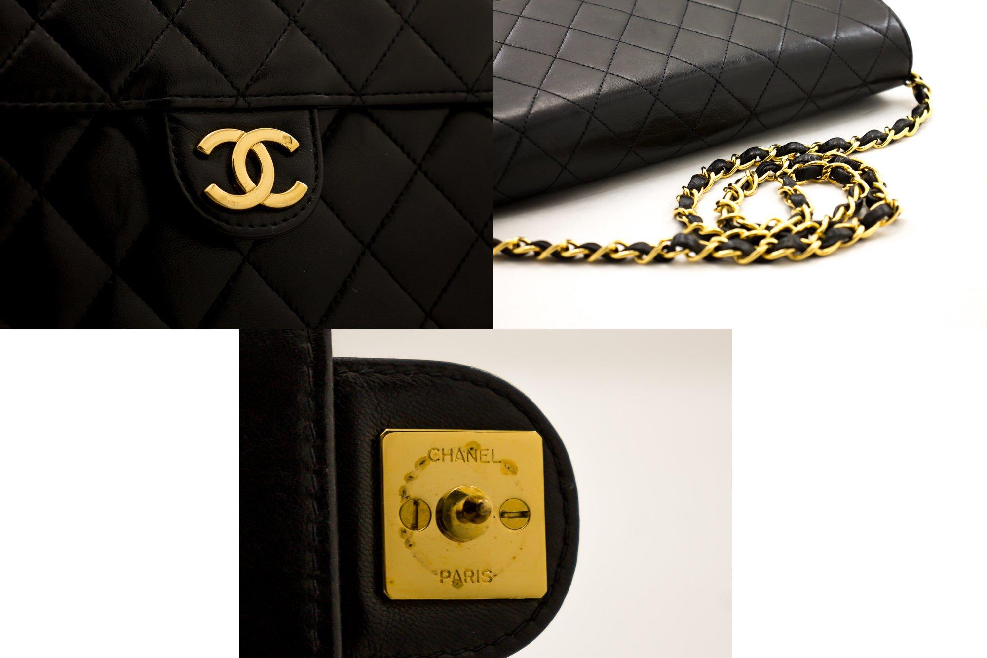 CHANEL Chain Shoulder Bag Black Clutch Flap Quilted Lambskin 3