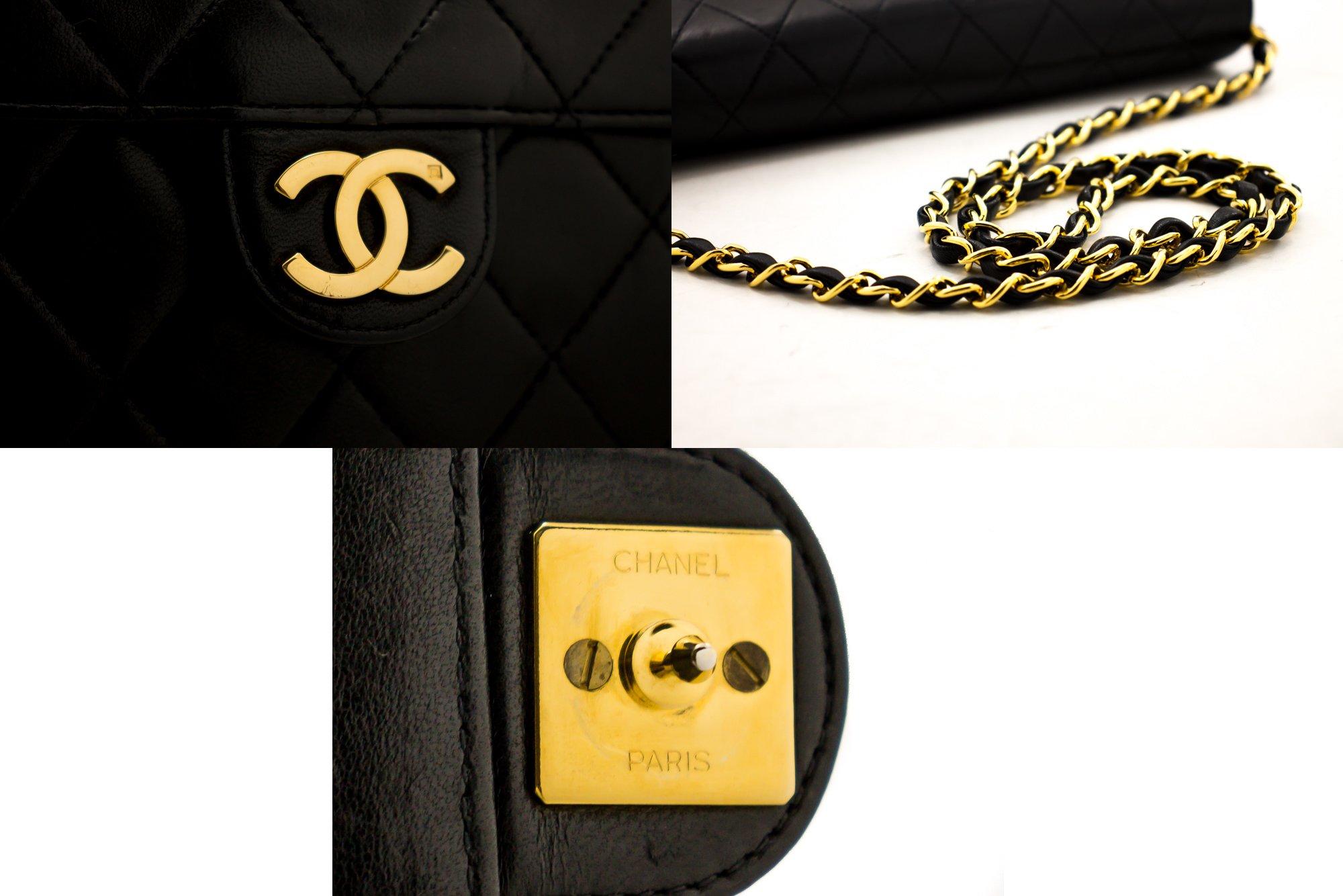 CHANEL Chain Shoulder Bag Black Clutch Flap Quilted Lambskin 3