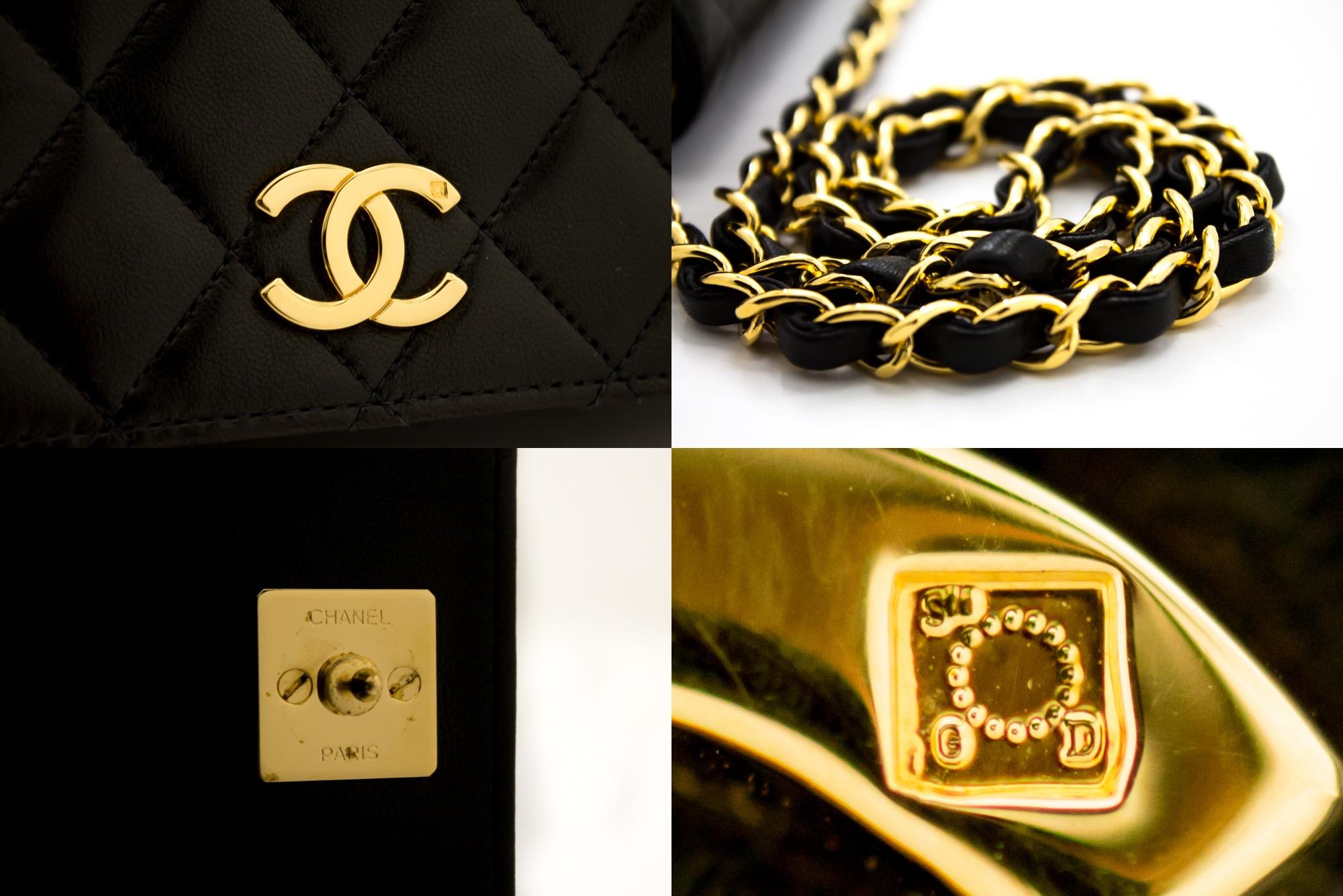 CHANEL Chain Shoulder Bag Black Clutch Flap Quilted Lambskin Leather 3