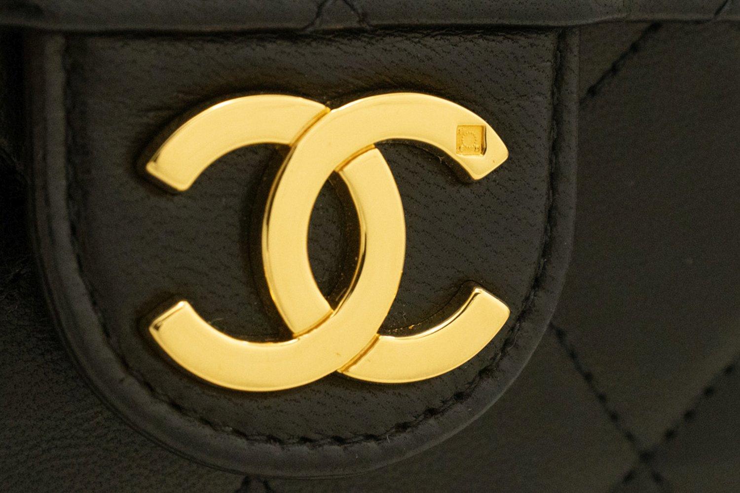 CHANEL Chain Shoulder Bag Black Clutch Flap Quilted Purse Lambskin For Sale 8