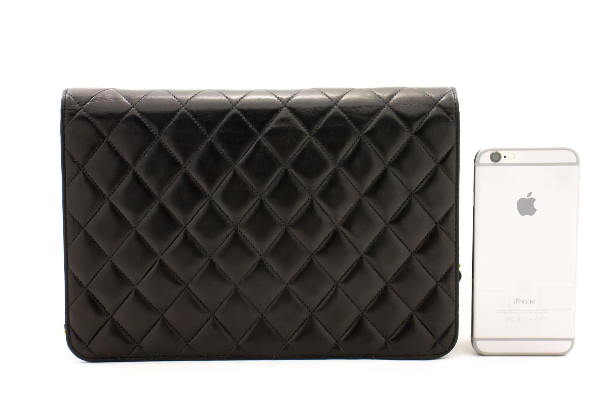 CHANEL Chain Shoulder Bag Black Clutch Flap Quilted Purse Lambskin In Good Condition In Takamatsu-shi, JP