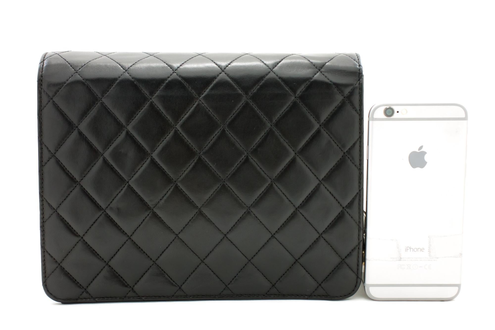 CHANEL Chain Shoulder Bag Black Clutch Flap Quilted Purse Lambskin In Good Condition In Takamatsu-shi, JP