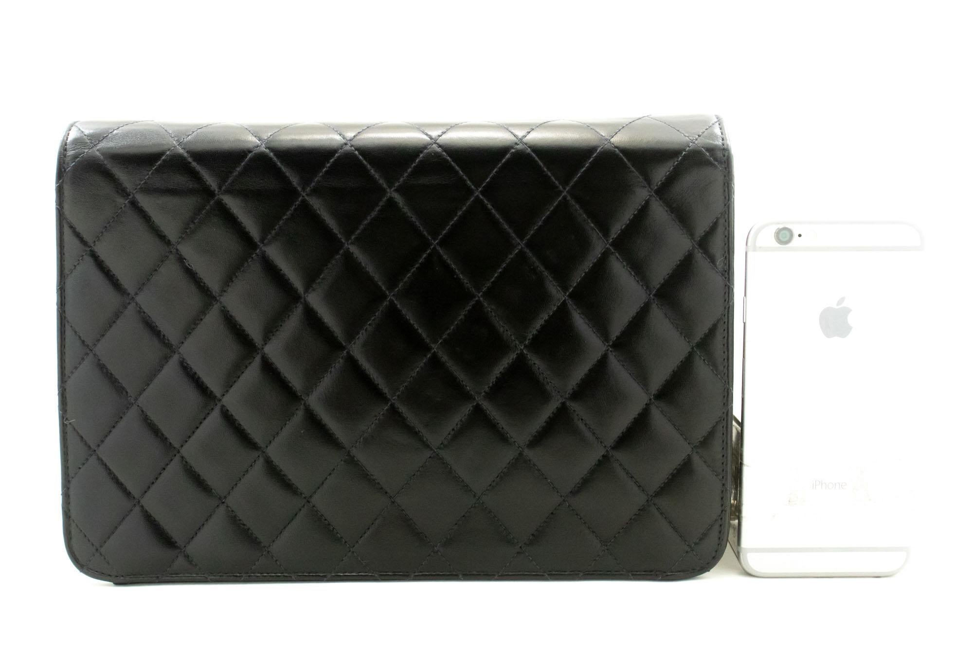CHANEL Chain Shoulder Bag Black Clutch Flap Quilted Purse Lambskin In Good Condition For Sale In Takamatsu-shi, JP