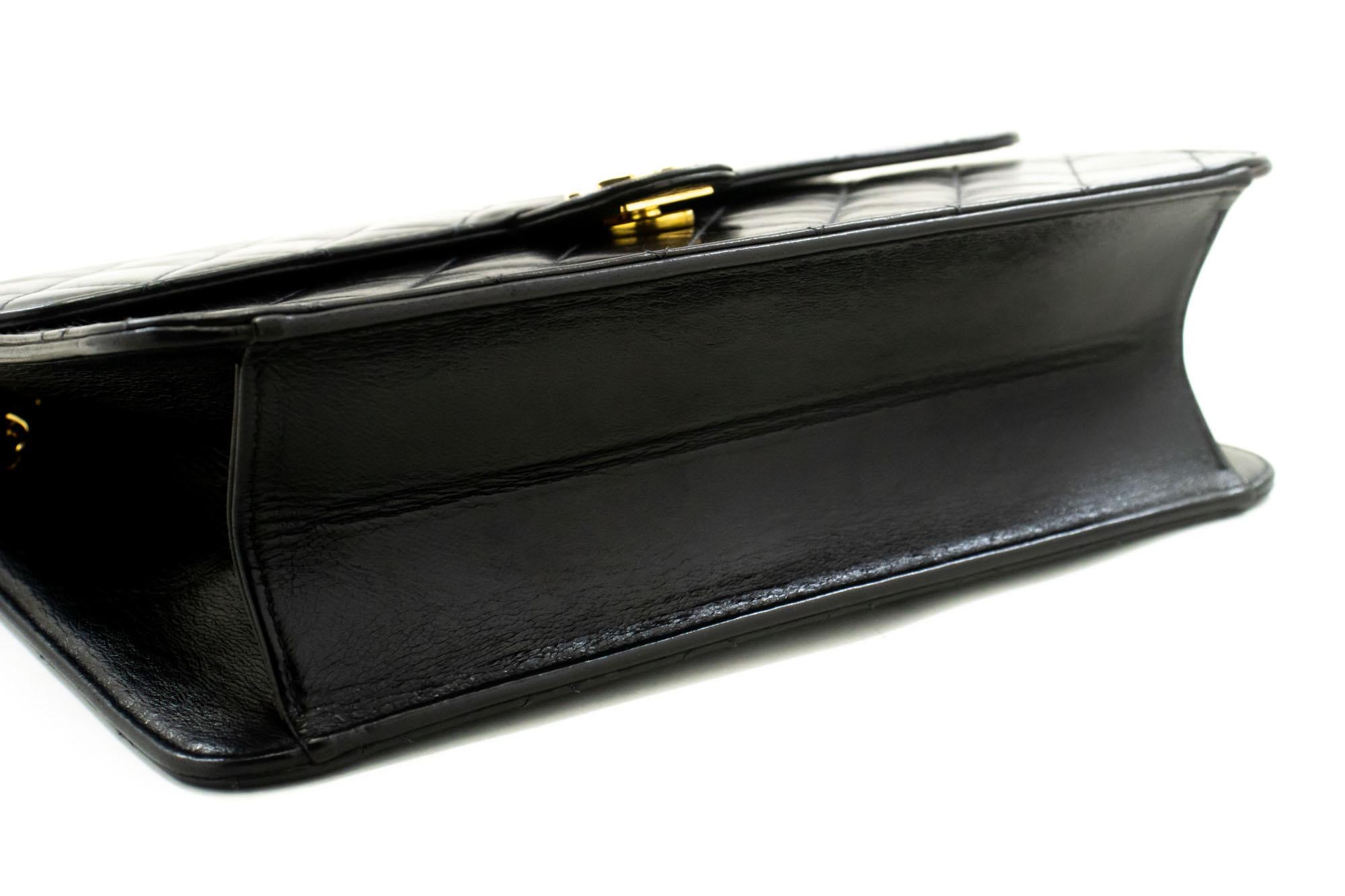 Women's CHANEL Chain Shoulder Bag Black Clutch Flap Quilted Purse Lambskin For Sale