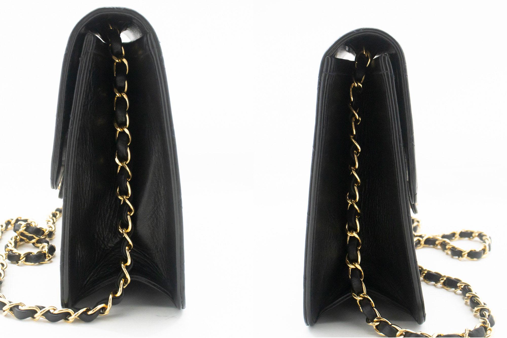 CHANEL Chain Shoulder Bag Black Clutch Flap Quilted Purse Lambskin For Sale 1