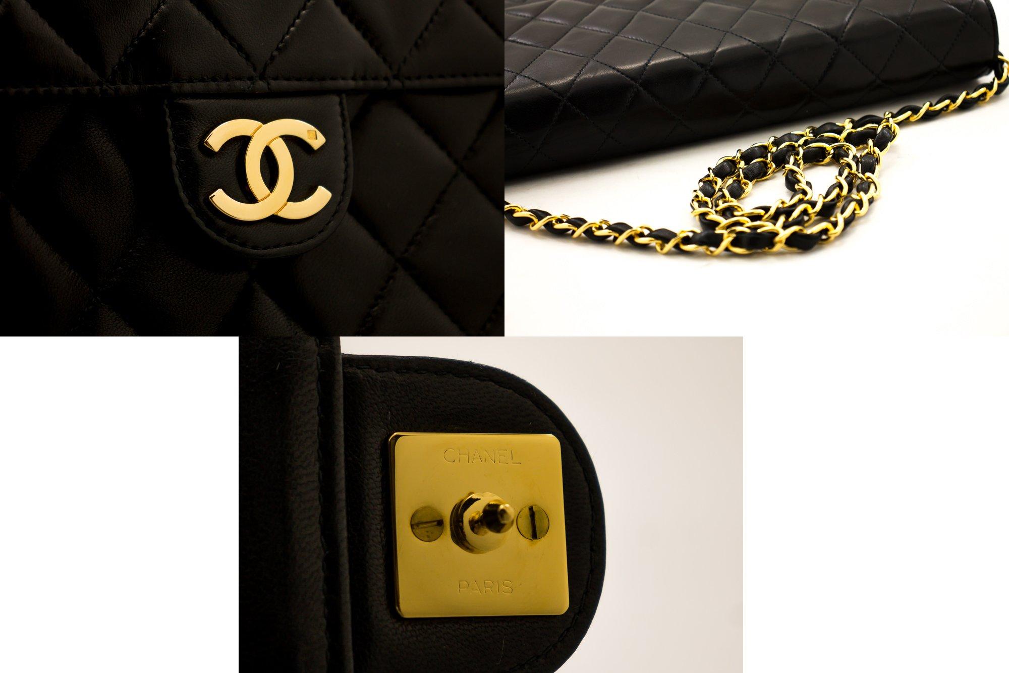CHANEL Chain Shoulder Bag Black Clutch Flap Quilted Purse Lambskin 3