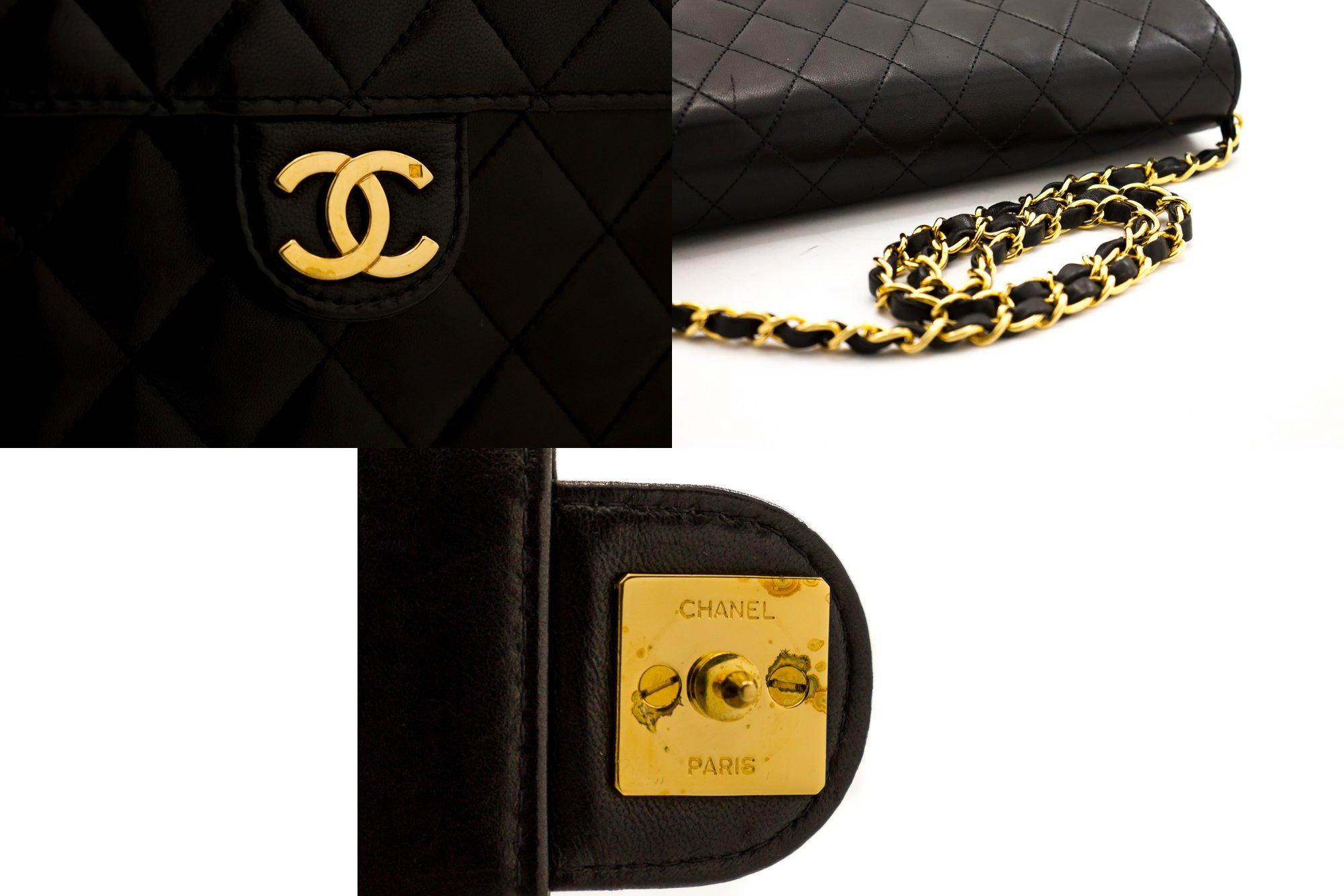 CHANEL Chain Shoulder Bag Black Clutch Flap Quilted Purse Lambskin For Sale 2