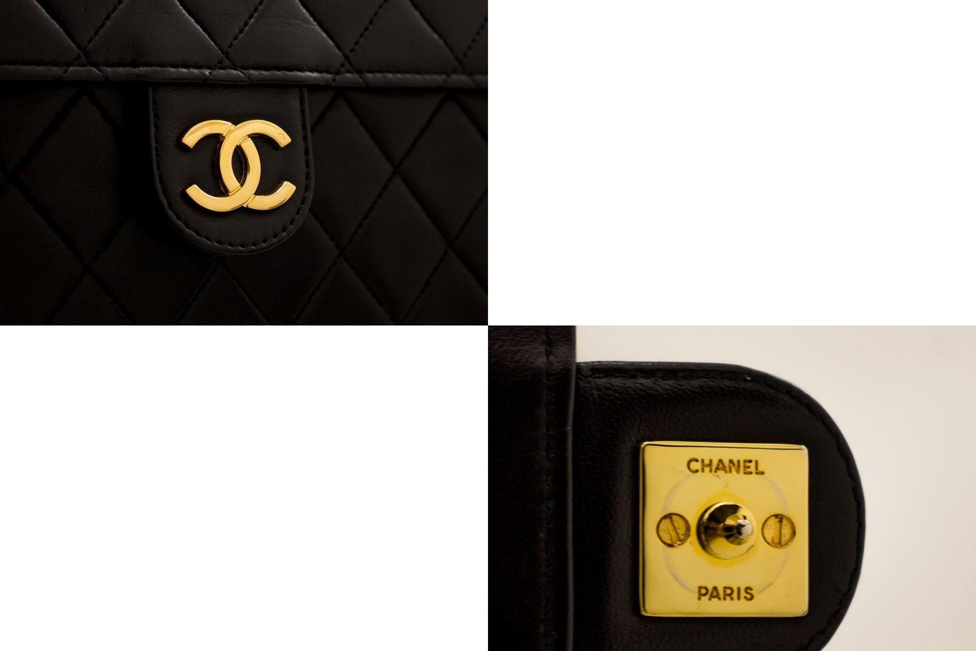 CHANEL Chain Shoulder Bag Black Clutch Flap Quilted Purse Lambskin 1