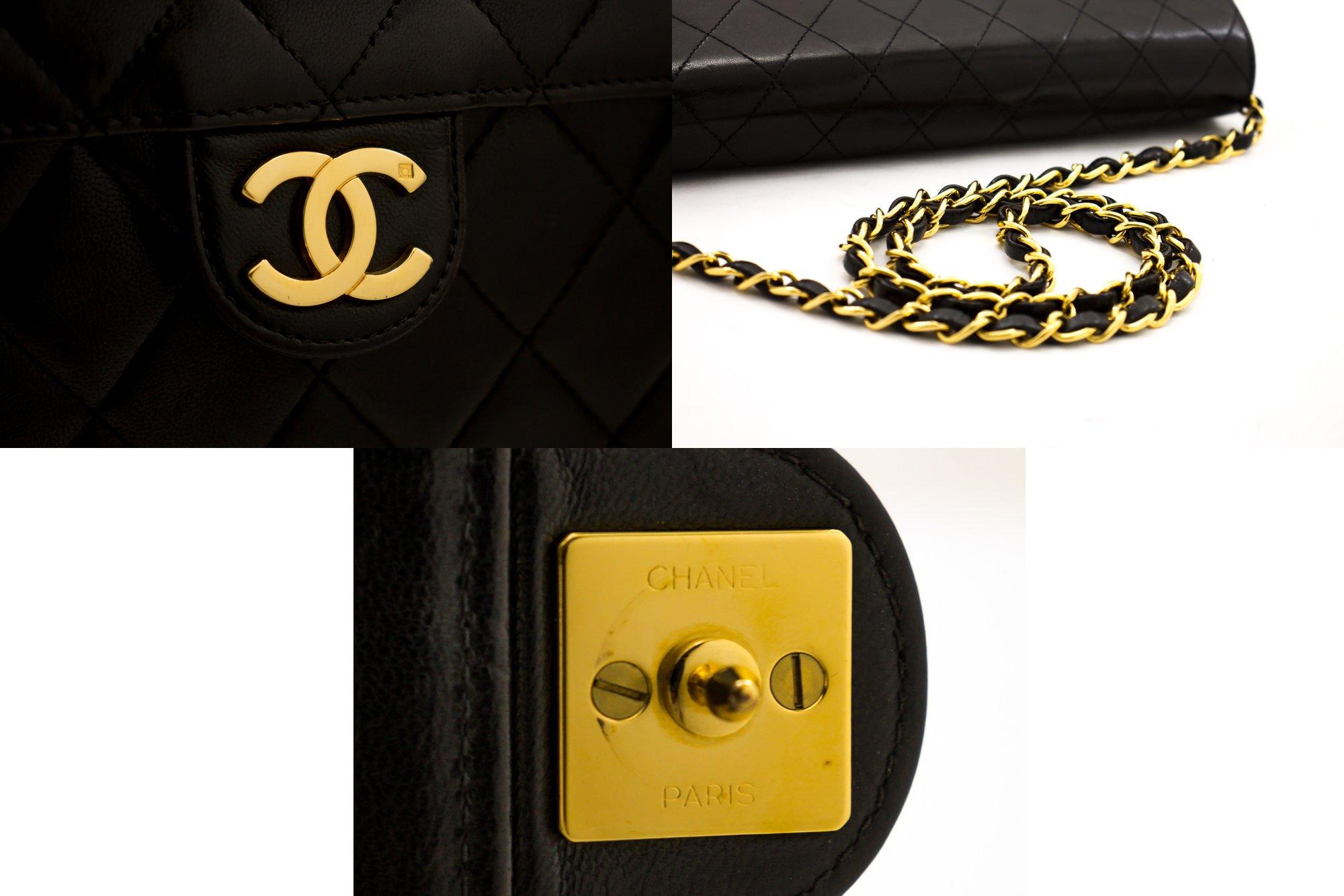 CHANEL Chain Shoulder Bag Black Clutch Flap Quilted Purse Lambskin 1