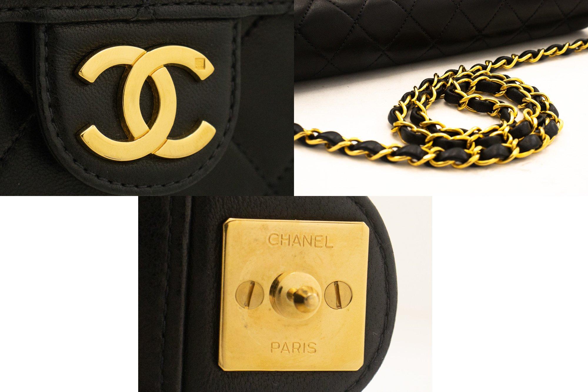 CHANEL Chain Shoulder Bag Black Clutch Flap Quilted Purse Lambskin For Sale 2