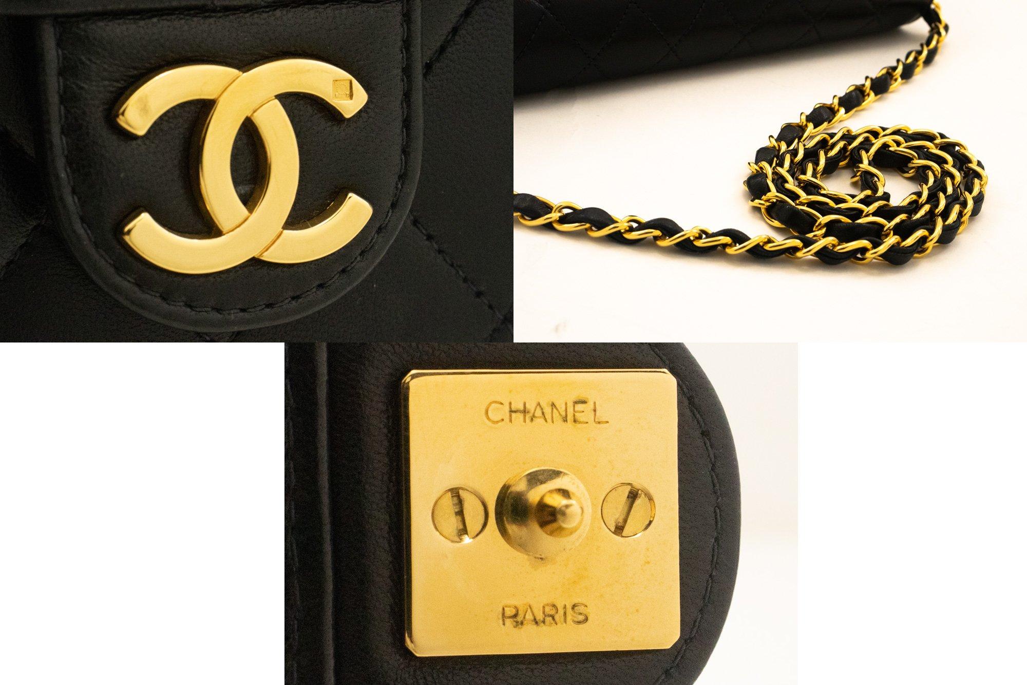 CHANEL Chain Shoulder Bag Black Clutch Flap Quilted Purse Lambskin For Sale 3