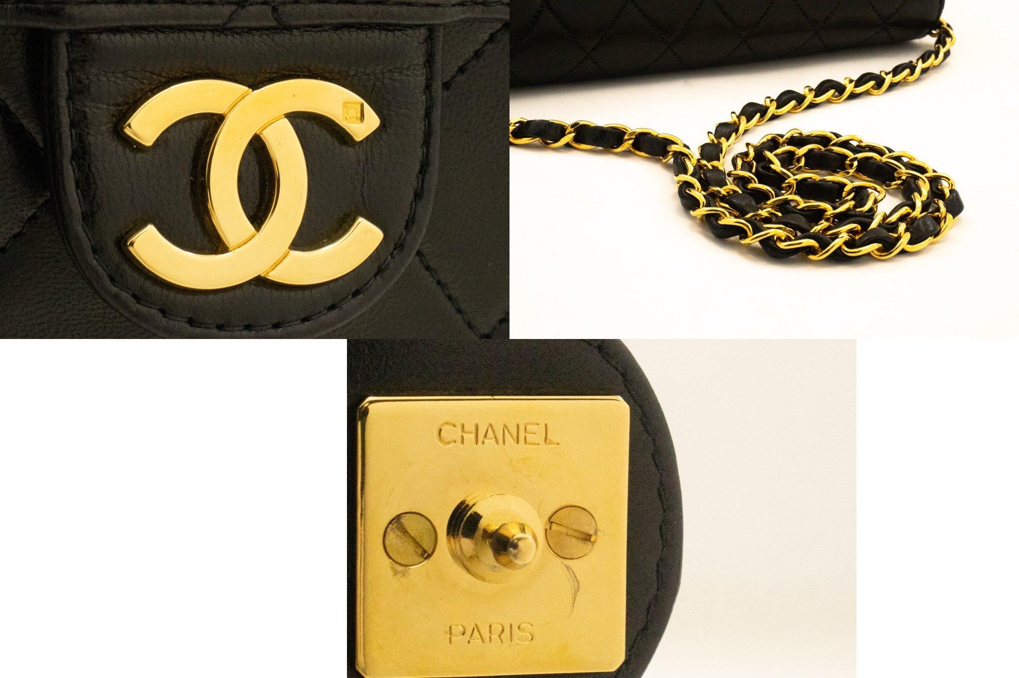 CHANEL Chain Shoulder Bag Black Clutch Flap Quilted Purse Lambskin For Sale 3
