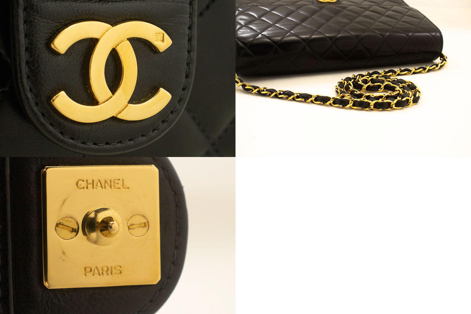 CHANEL Chain Shoulder Bag Black Clutch Flap Quilted Purse Lambskin For Sale 3