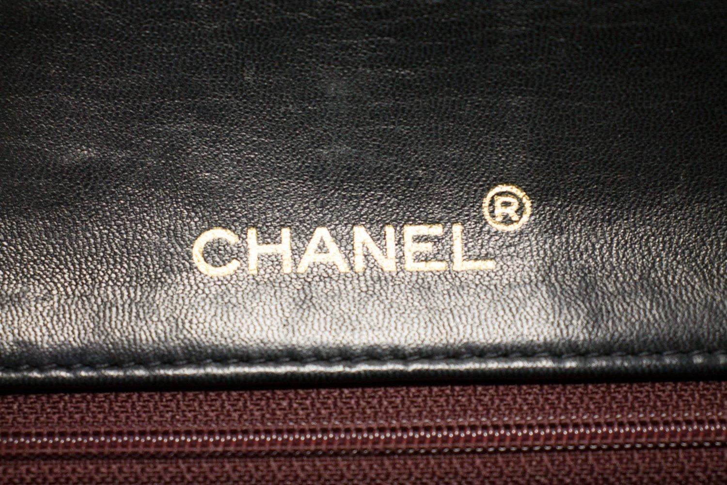 CHANEL Chain Shoulder Bag Black Flap Quilted Lambskin Leather 10