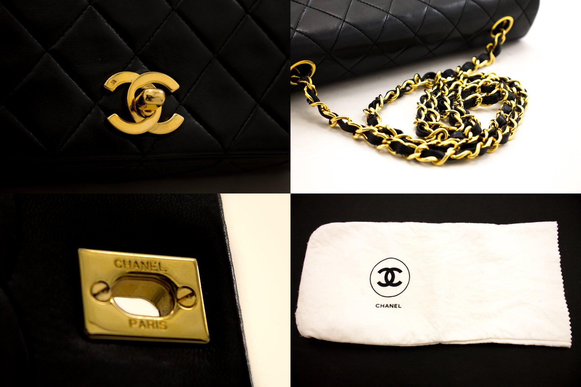 CHANEL Chain Shoulder Bag Black Flap Quilted Lambskin Leather 2