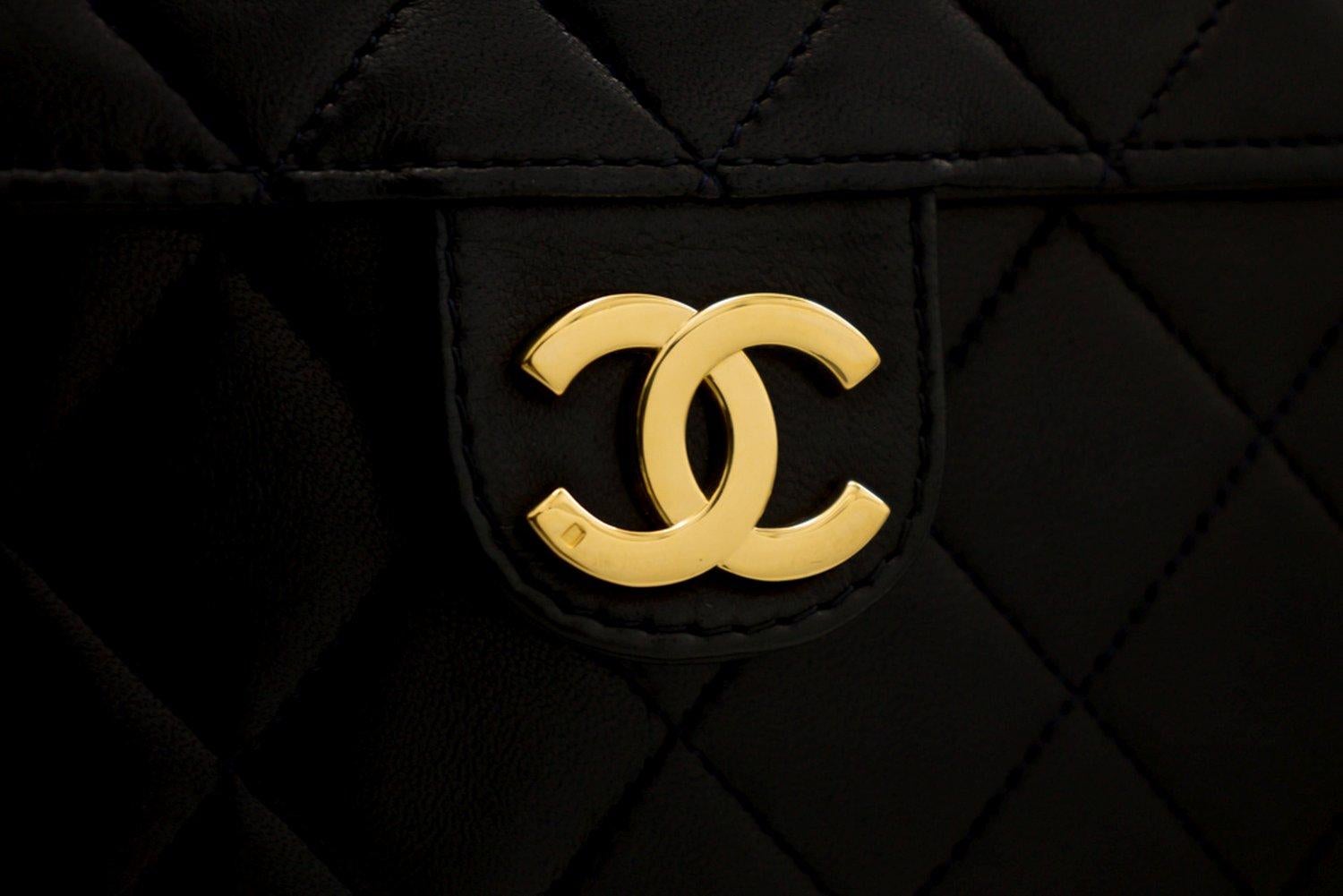CHANEL Chain Shoulder Bag Clutch Navy Flap Quilted Lambskin 4