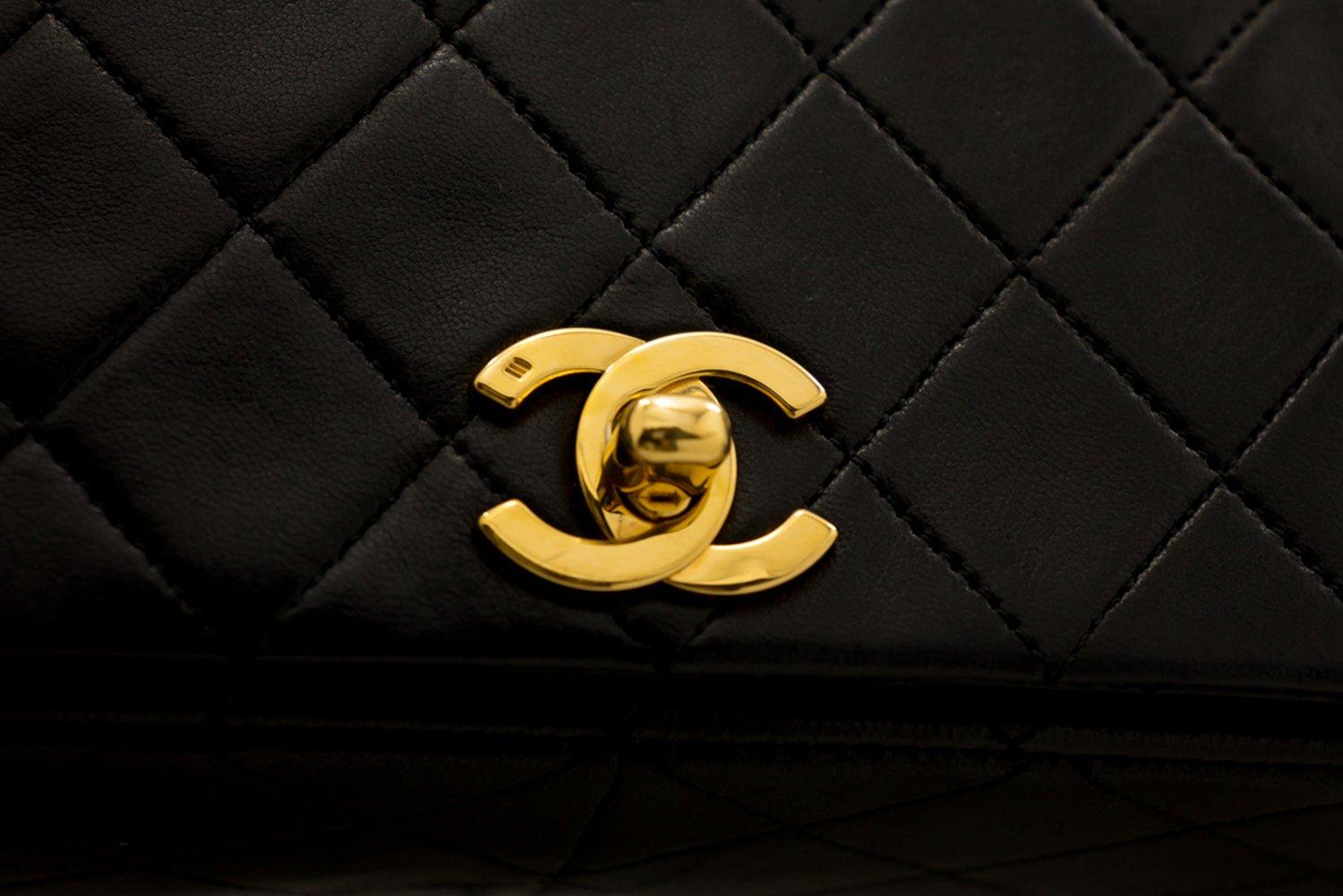 CHANEL Chain Shoulder Crossbody Bag Black Flap Quilted Lambskin 8