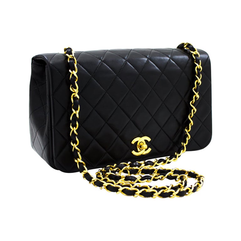 CHANEL Chain Shoulder Crossbody Bag Black Flap Quilted Lambskin Leather For Sale at 1stdibs