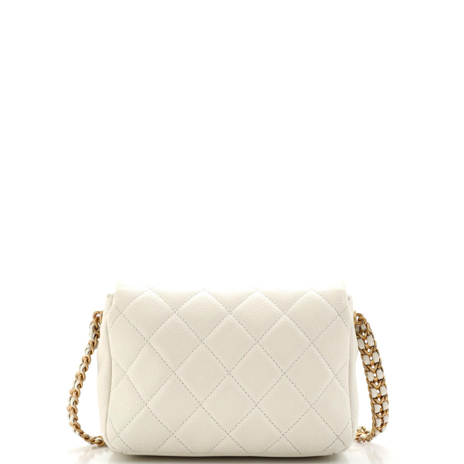 Chanel Chain Soul Flap Bag Quilted Caviar Mini In Good Condition In NY, NY