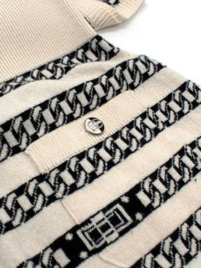 Chanel 2026 Striped Knit Vest Black White Wool Nylon