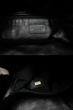 Chanel Chain Tote Shopper 230441 Black Rabbit Fur Shoulder Bag