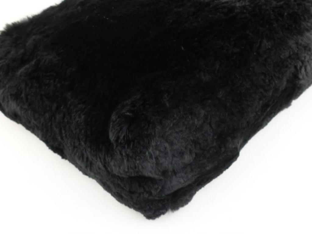 Chanel Chain Tote Shopper 230441 Black Rabbit Fur Shoulder Bag For Sale 2