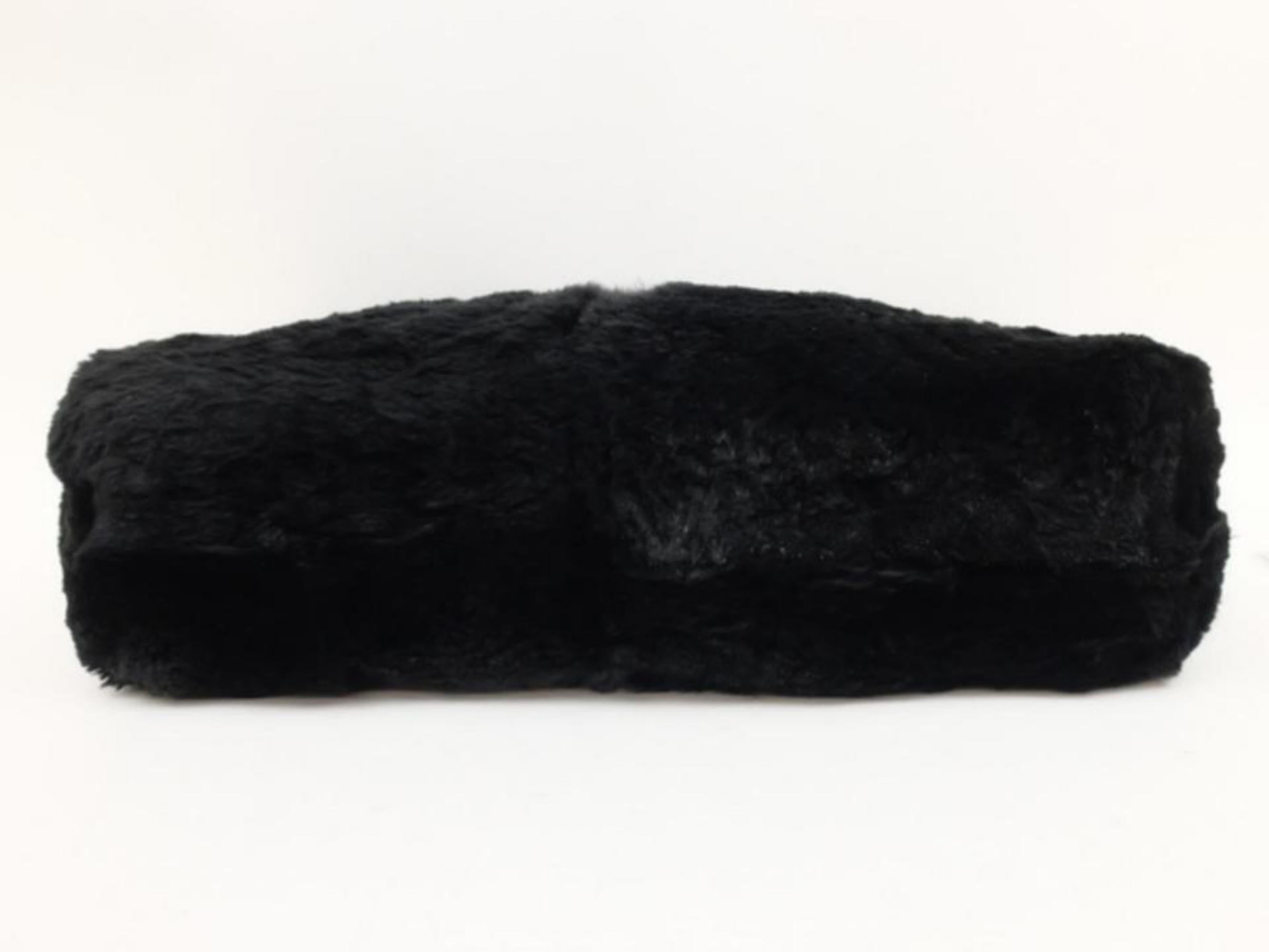 Chanel Chain Tote Shopper 230441 Black Rabbit Fur Shoulder Bag For Sale 3