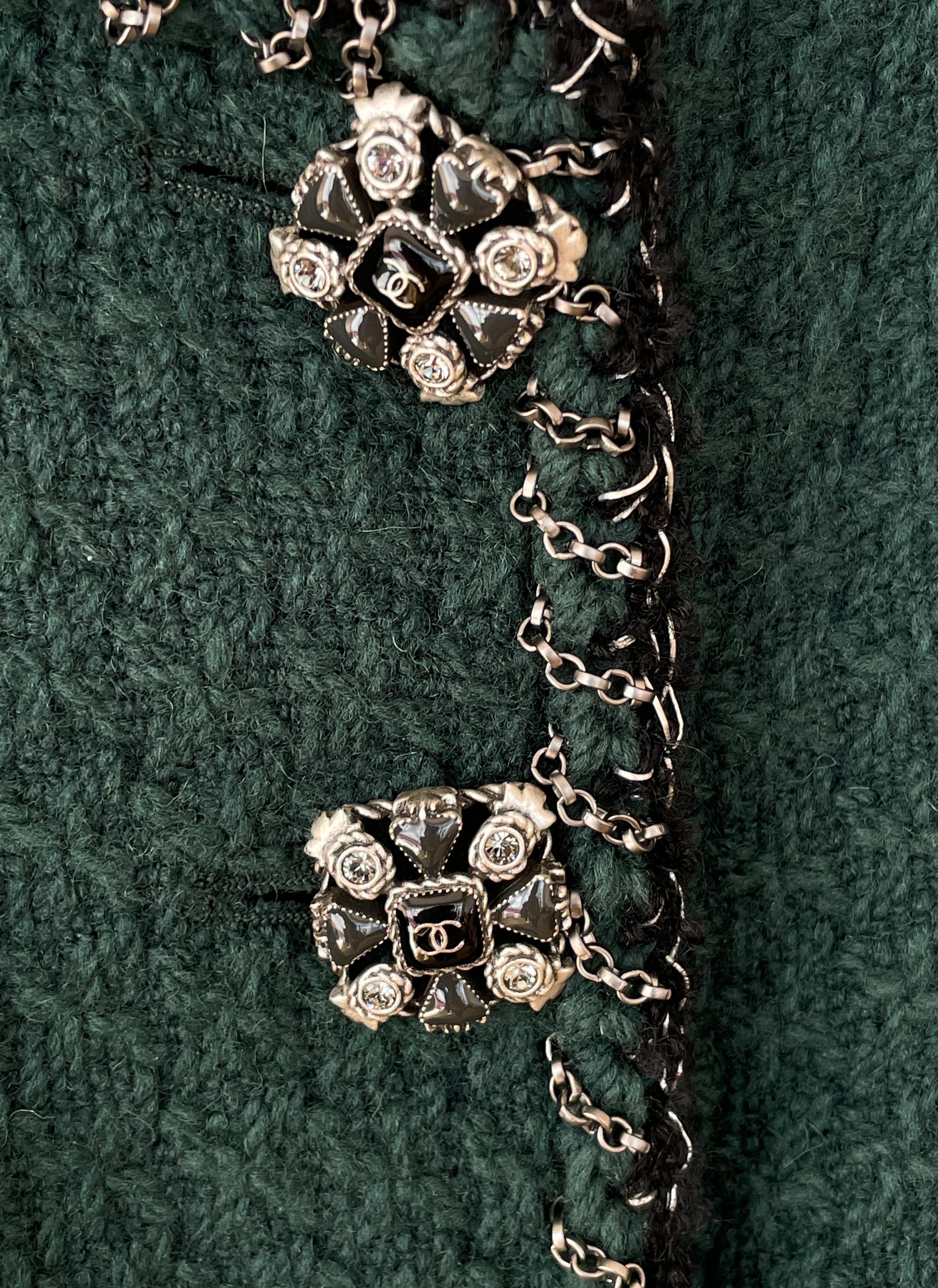 Women's or Men's Chanel Chain Trim CC Jewel Buttons Tweed Jacket