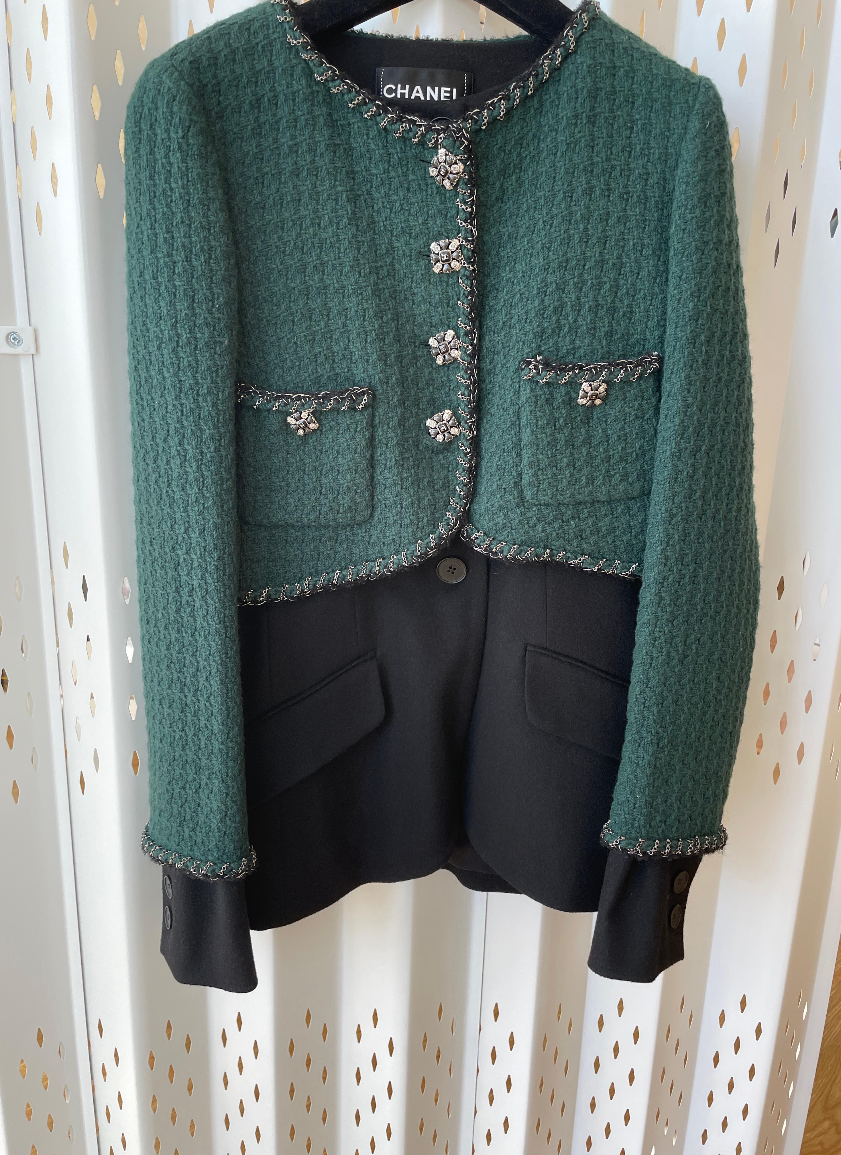 Chanel Chain Trim CC Jewel Buttons Tweed Jacket 4