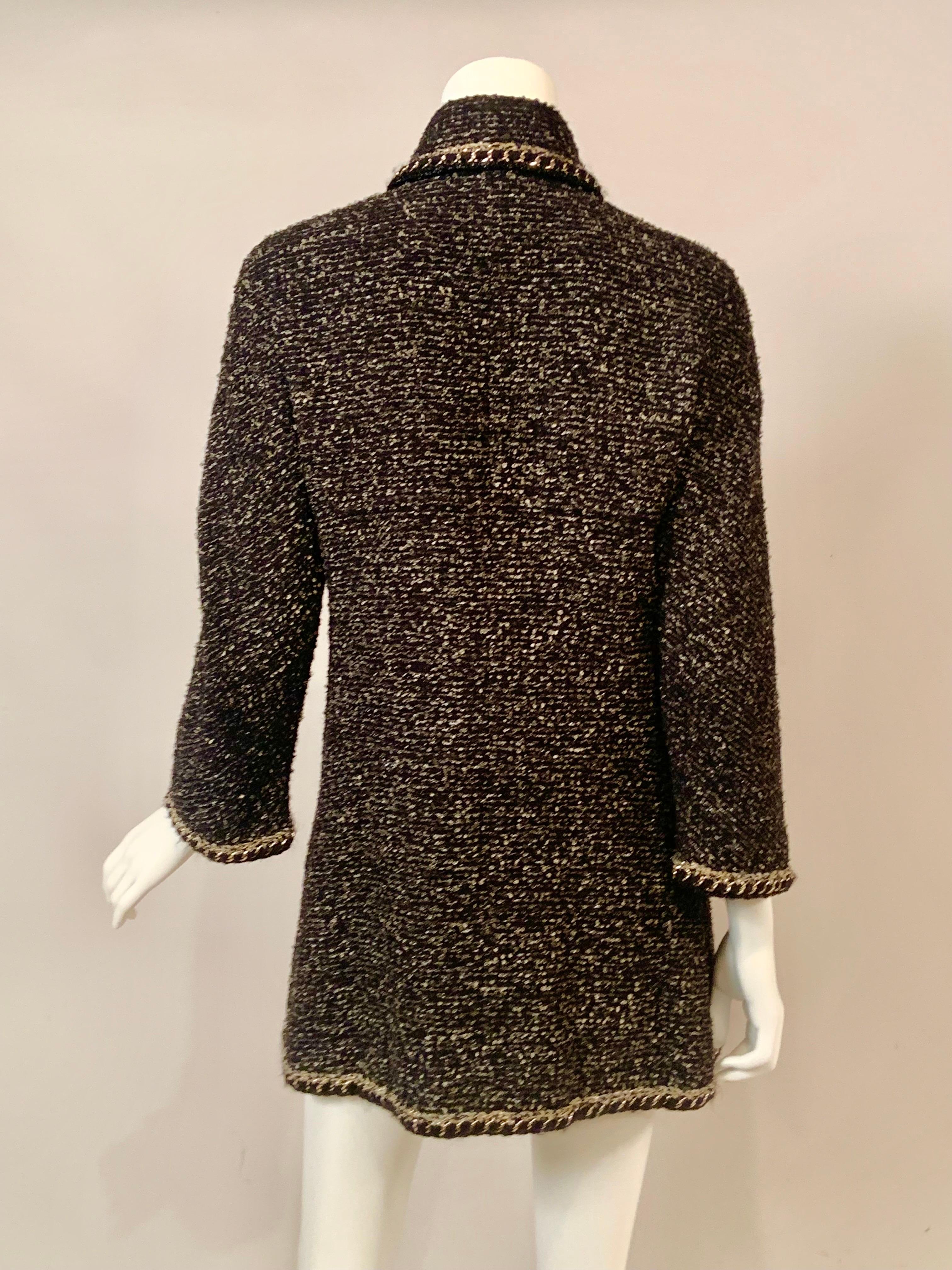 Chanel Chain Trimmed Black and Cream Tweed Jacket or Short Coat 5