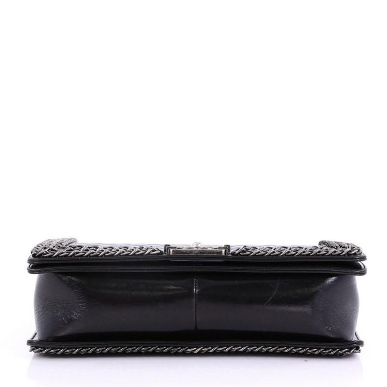 Chanel Chained Boy Flap Bag Quilted Glazed Calfskin New Medium at 1stDibs