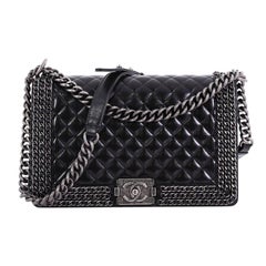 Chanel Chained Boy Flap Bag Quilted Glazed Calfskin New Medium