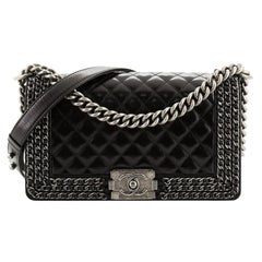 Chanel Chained Boy Flap Bag Quilted Glazed Calfskin Old Medium