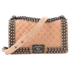 Chanel Chained Boy Flap Bag Quilted Glazed Calfskin Old Medium