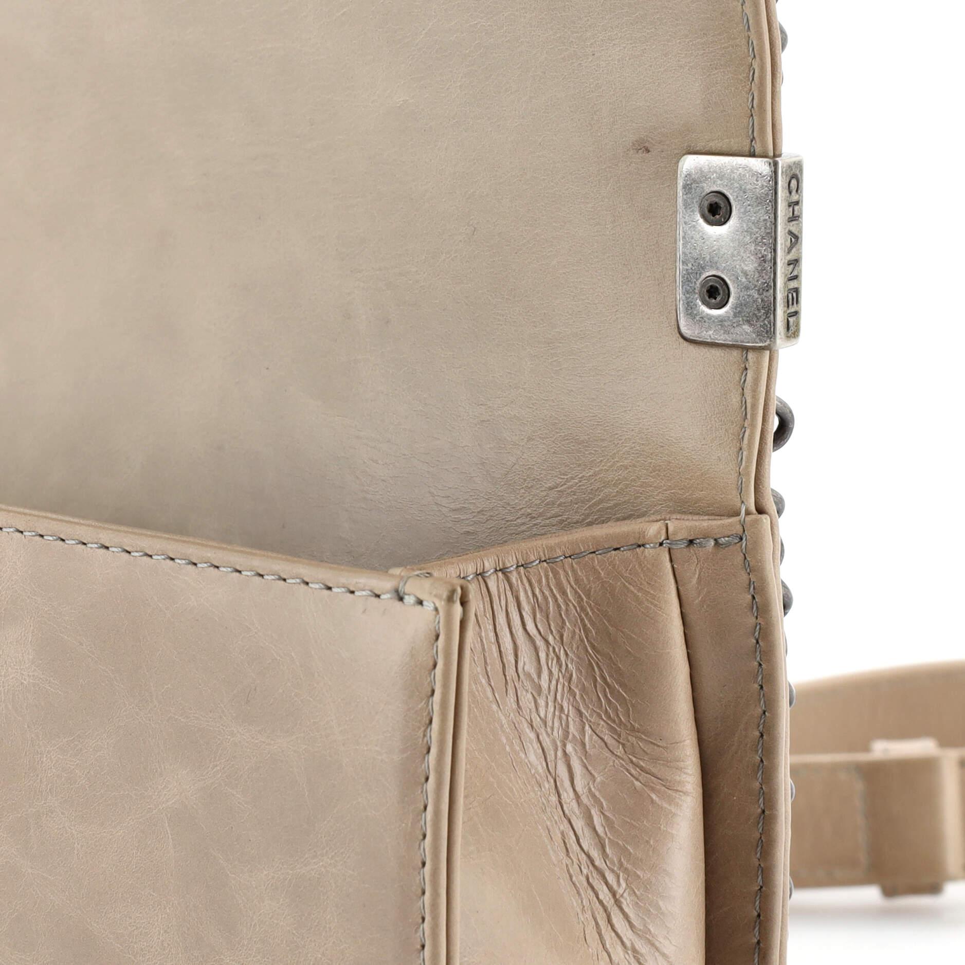 Chanel Chained Boy Flap Bag Quilted Glazed Calfskin Small For Sale 2