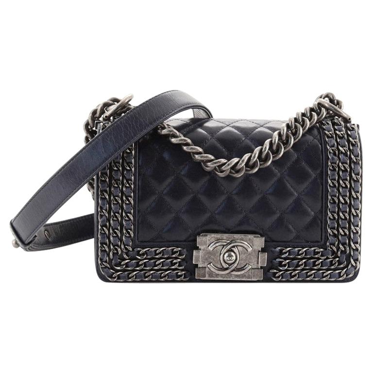 Chanel Chained Boy Flap Bag Quilted Glazed Calfskin Small at 1stDibs
