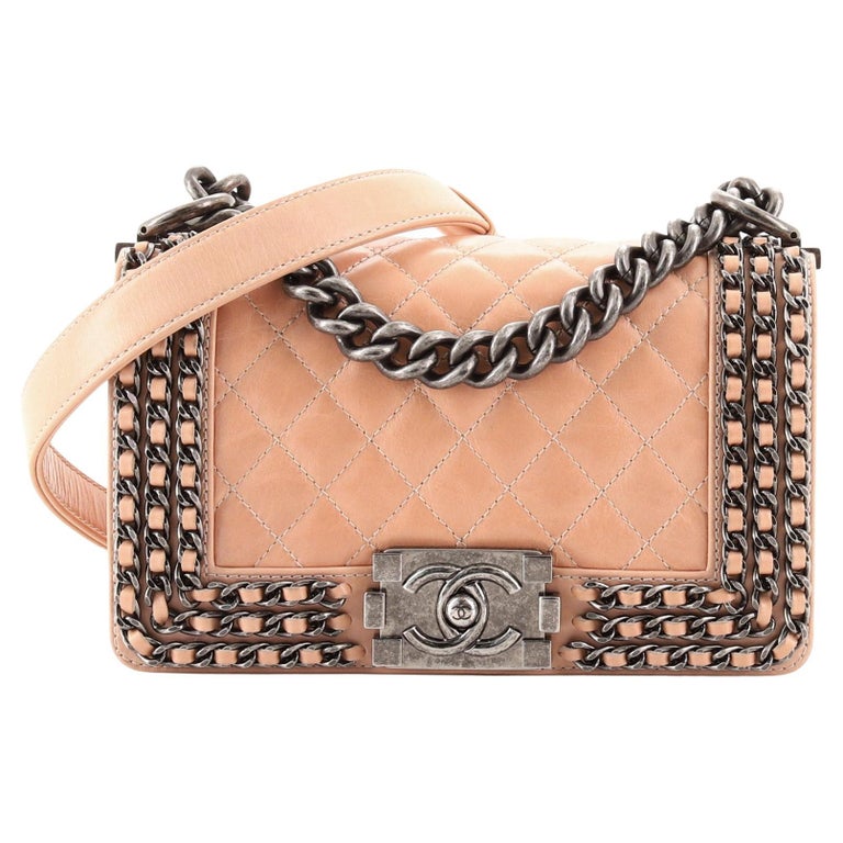 Chanel Chained Boy Flap Bag Quilted Glazed Calfskin Small at 1stDibs