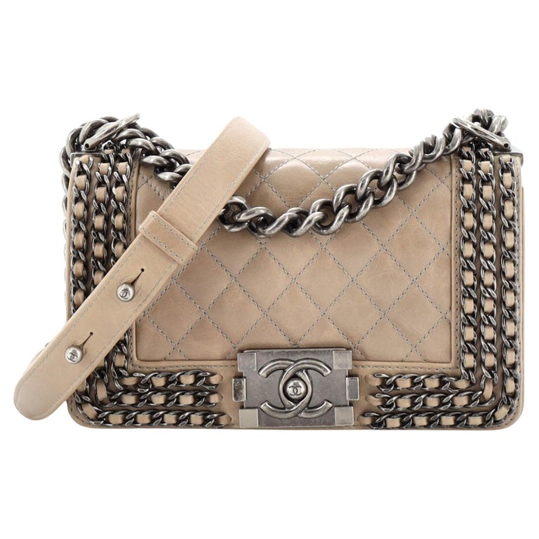 Chanel Chained Boy Flap Bag Quilted Glazed Calfskin Small For Sale at  1stDibs