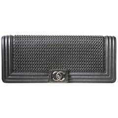 Chanel Chainmail and Leather Long Boy Clutch