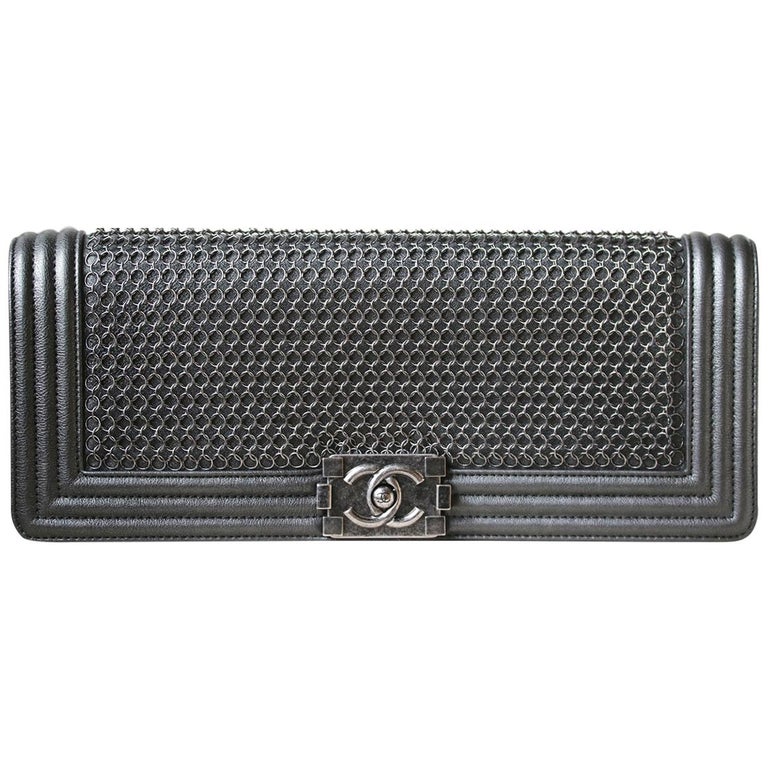 Chanel Chainmail and Leather Long Boy Clutch at 1stDibs