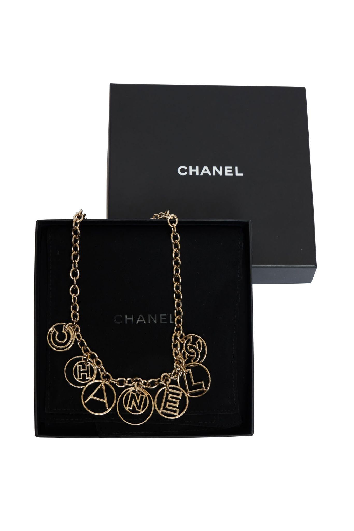 Women's Chanel Champagne Gold Charm Necklace For Sale
