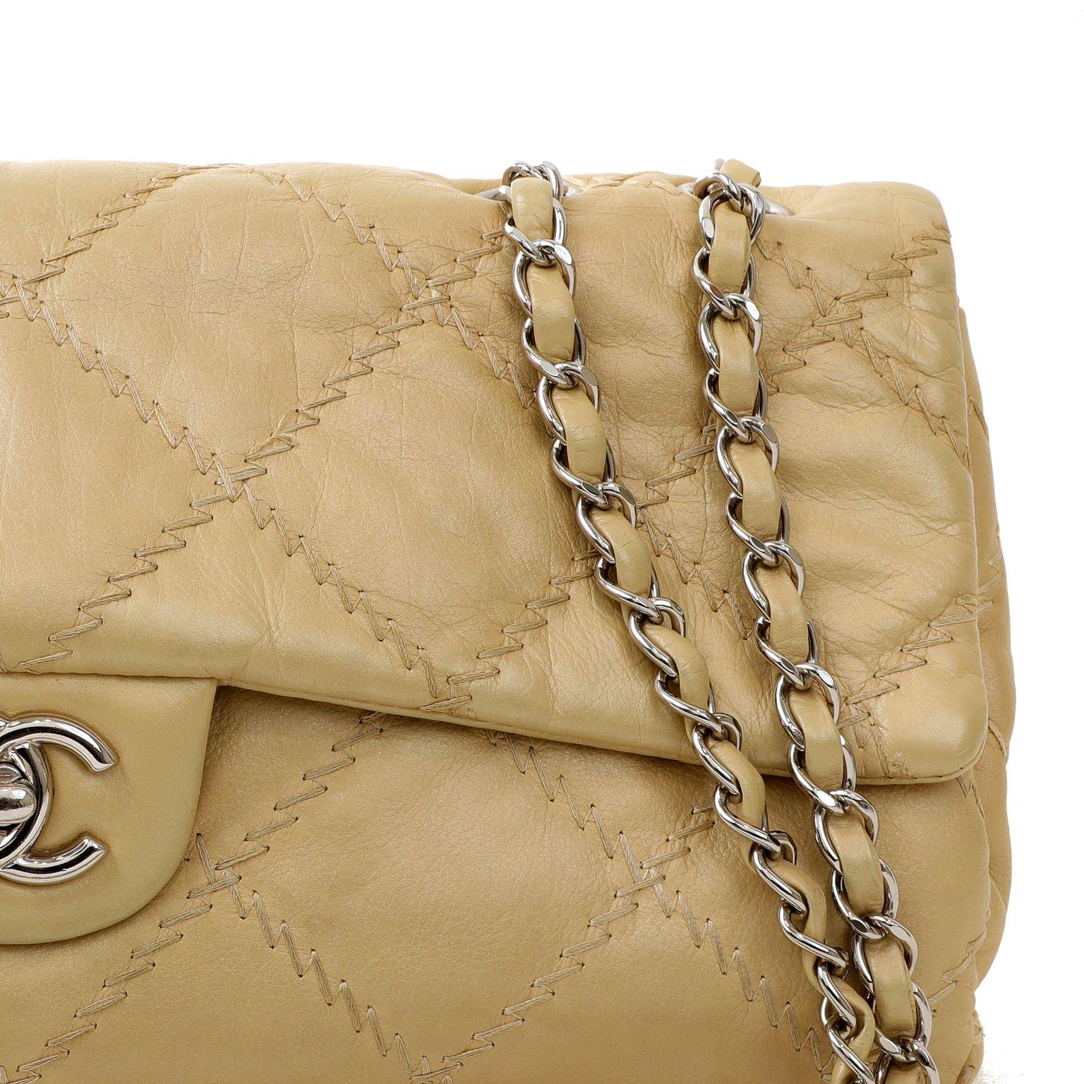 Brown Chanel Champagne Gold East West Ultra Stitch Flap Bag  For Sale