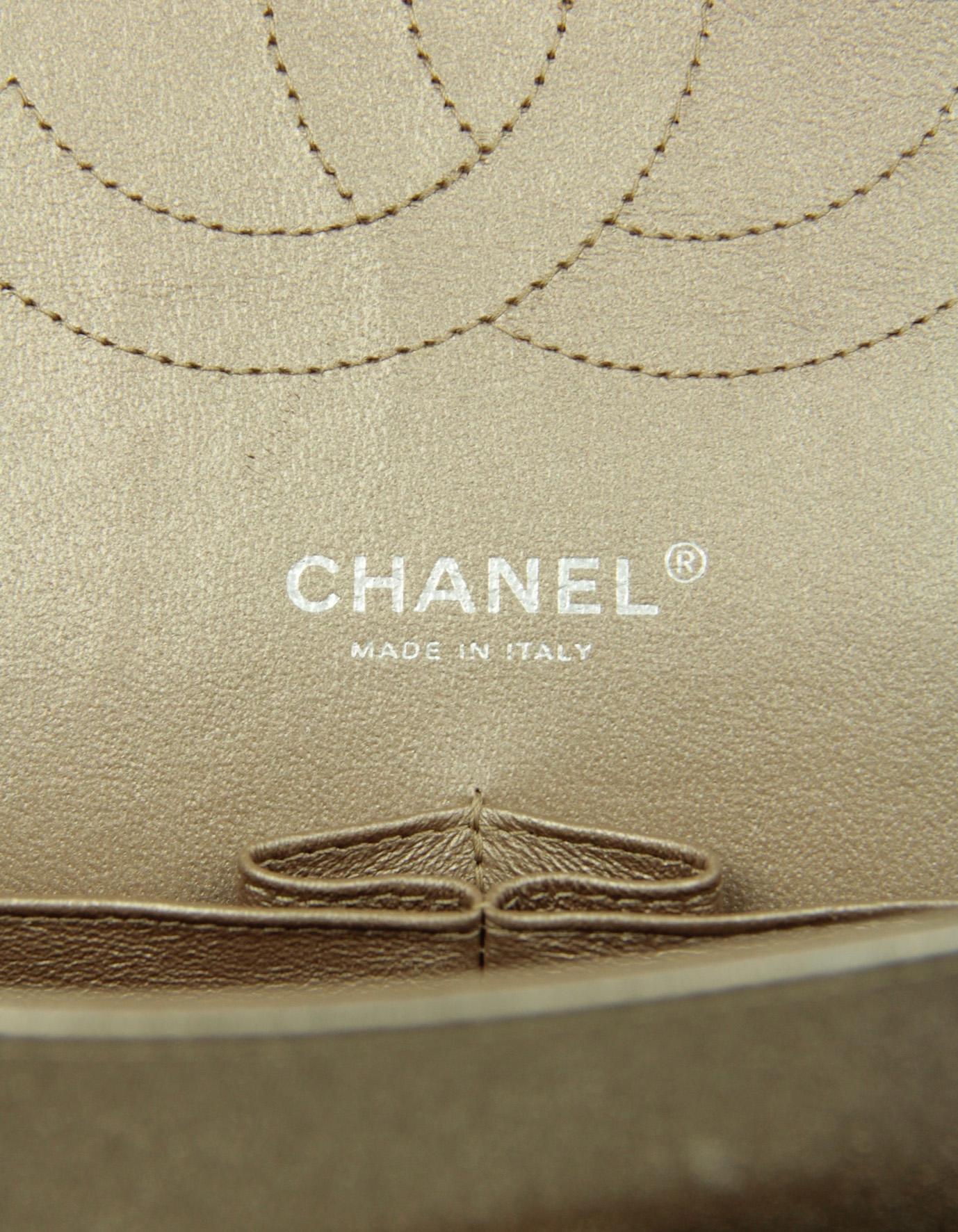 Chanel Champagne Gold Lambskin Leather Quilted Classic Double Flap Jumbo Bag 3