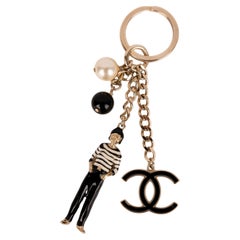 Chanel Champagne Metal Bag Jewelry / Keyring with Enamel, 2010s